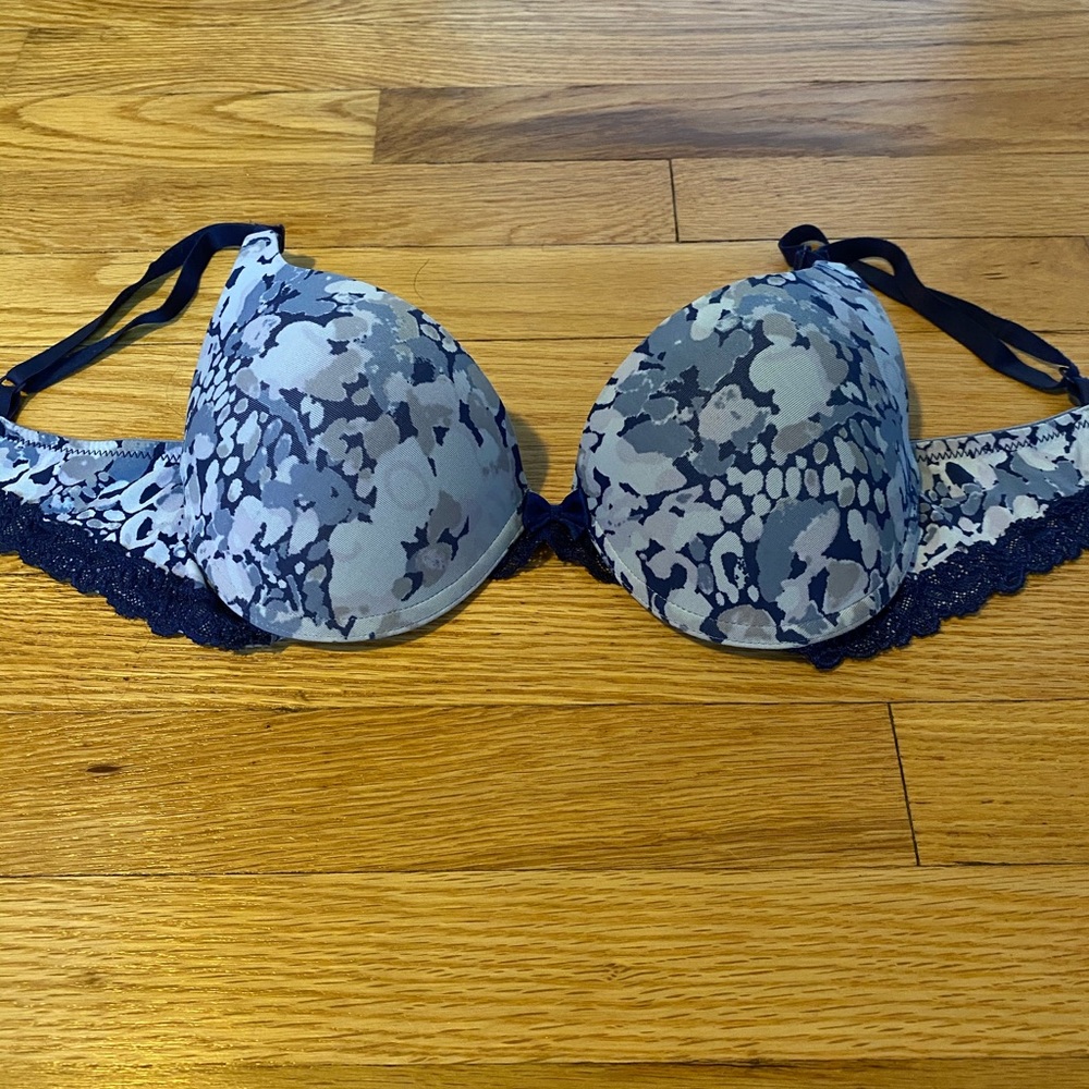 (3/$15) Blue Bow Push Up Bra